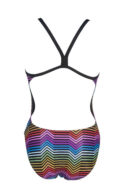 ARENA Womens Multicolor Stripes Challenge Back One Piece