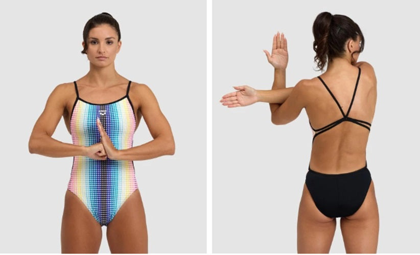 ARENA Women'S Circle Stripe Swimsuit Lace Back