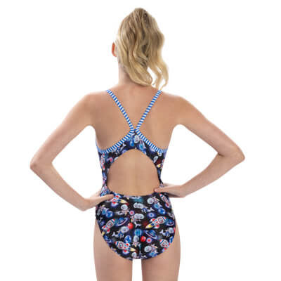 Dolfin Womens Uglies To The Stars Print V-2 Back 1-Piece