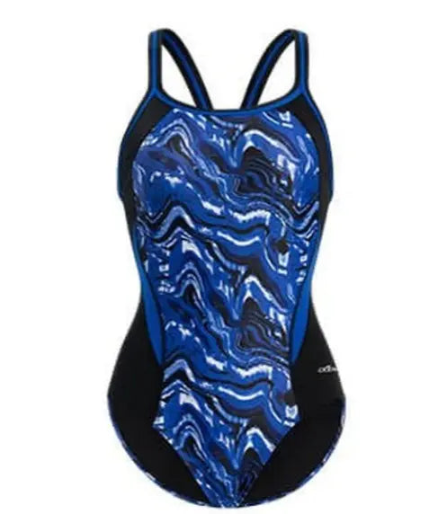 Nyack Field Club_Dolfin Women’s Reliance Blaze Color Block DBX Back One Piece Swimsuit, Blue