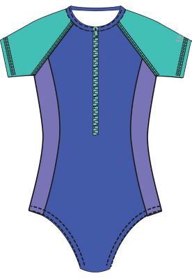 SPEEDO Girls Short Sleeve Zip One Piece (7-16)