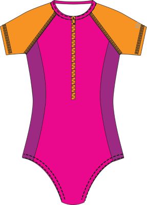 SPEEDO Girls Short Sleeve Zip One Piece (7-16)