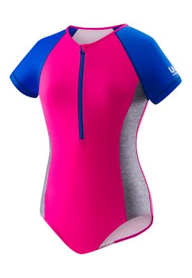 SPEEDO Girls Short Sleeve Zip One Piece (7-16)