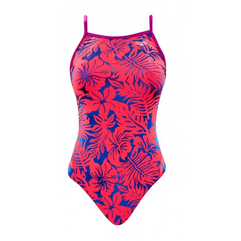 THE FINALS Women\'s Funnies Foil Happy Hibiscus Flutter Back Swimsuit