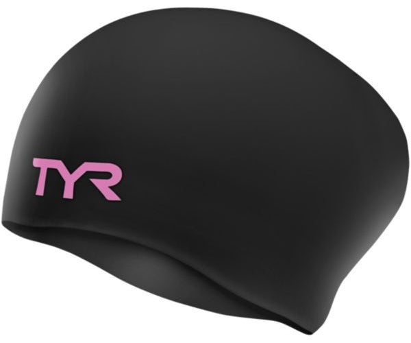 TYR Pink Long Hair Wrinkle-Free Silicone Swim Cap