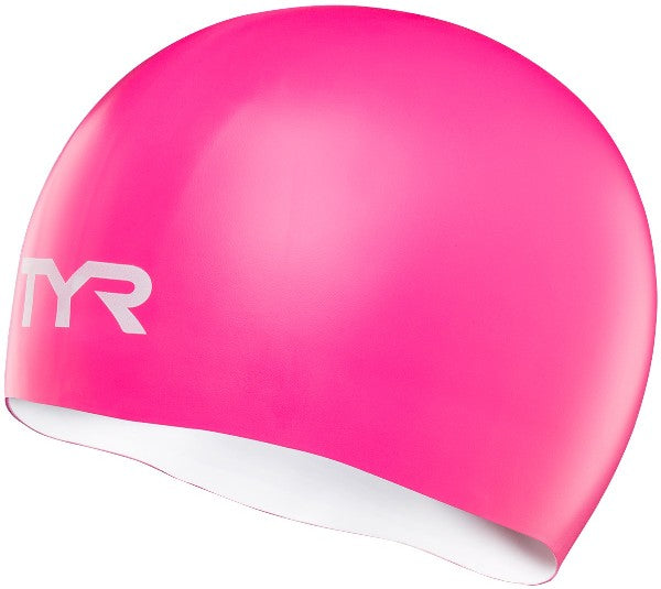 TYR Pink Long Hair Wrinkle-Free Silicone Swim Cap