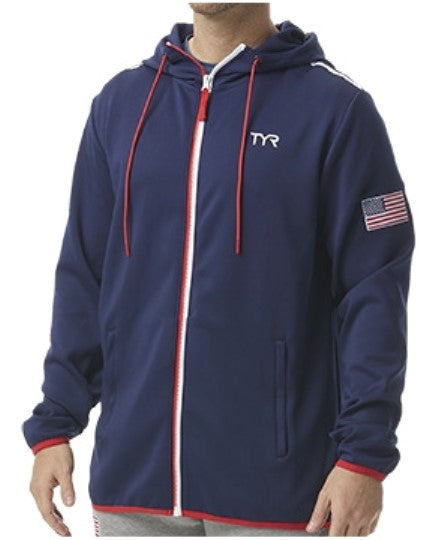 TYR Mens USA Alliance Podium Full Zip Hoodie