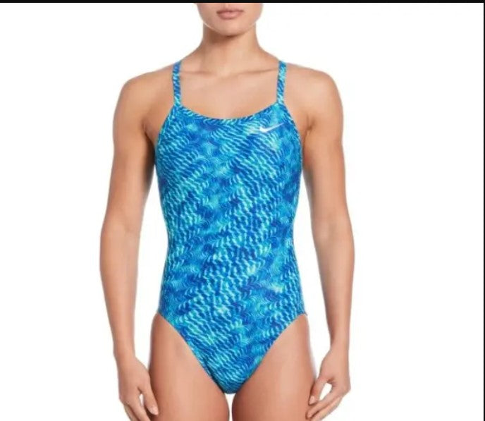 Maplewood__Nike Women’s HydraStrong Pool Lanes Racerback One Piece Swimsuit, Blue/ Green