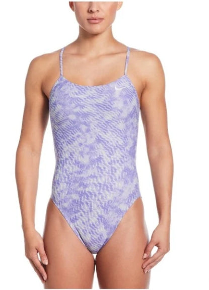 Nike Women\'s HydraStrong Pool Lanes Cut Out One Piece Swimsuit
