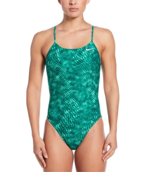 Nike Women\'s HydraStrong Pool Lanes Cut Out One Piece Swimsuit