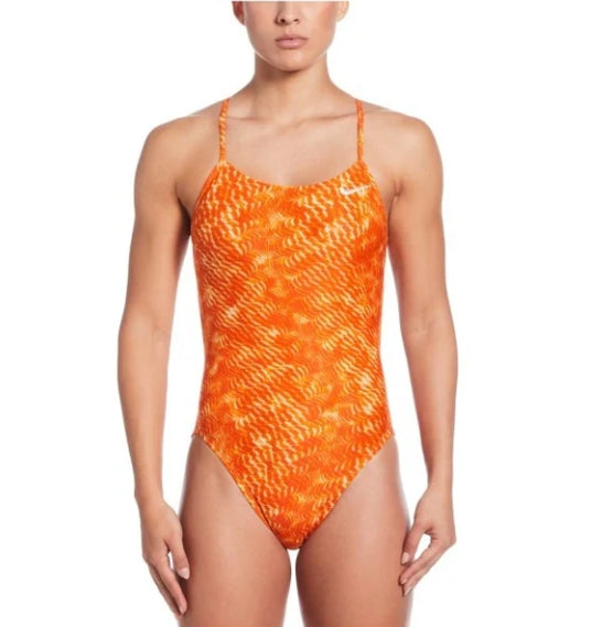 Nike Women\'s HydraStrong Pool Lanes Cut Out One Piece Swimsuit