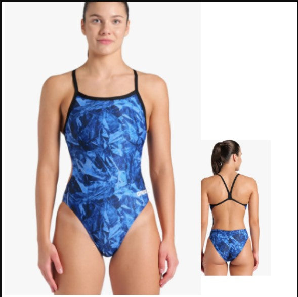 OBC__Arena Women’s Team Crackle One Piece Swimsuit Challenge Back, Royal