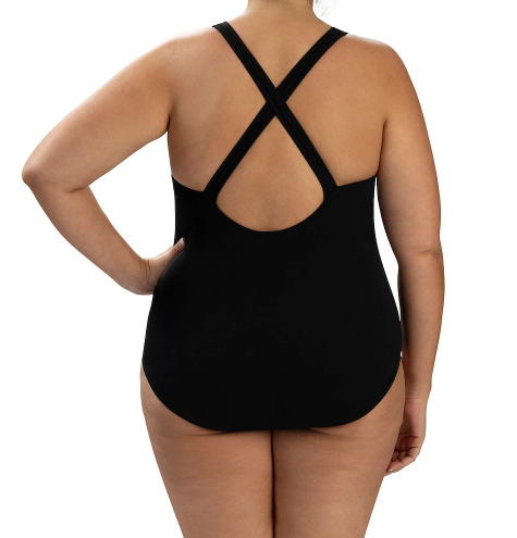 Dolfin AQUASHAPE Womens Solid Scoop Neck Conservative 1-Piece