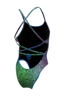 Nike Women's Hydrastrong Multiprint Lace-Up Tie-Back One Piece Swimsuit