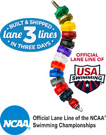 COMPETITIVE RACING LANE LINES - 6 INCH 50M GOLD MEDAL LINE WITH DISCONNECT - CREATES ONE 25M LINE