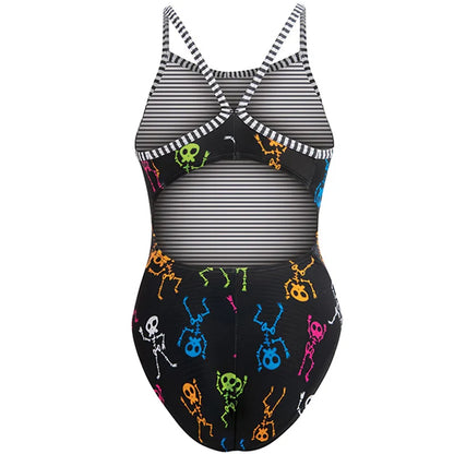 DOLFIN Uglies Dancing Skeletons V-2 Back One Piece Swimsuit
