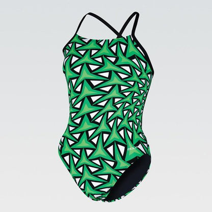 DOLFIN Women's Graphlite Series Green Cross Back One Piece