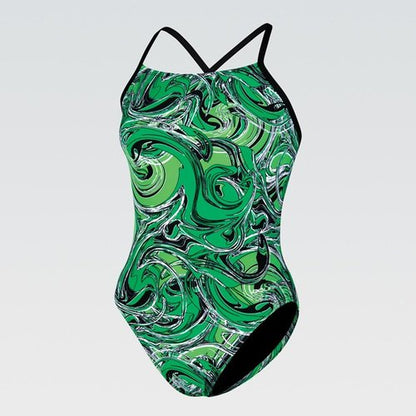 DOLFIN Women's Graphlite Series Green Cross Back One Piece