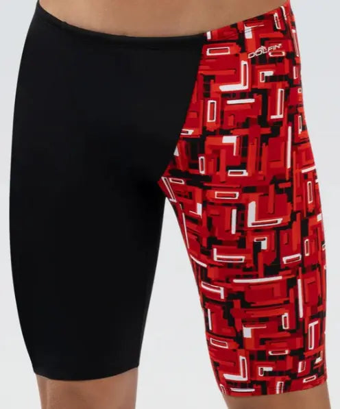 University_Dolfin Reliance Men’s Bionic Asymmetrical Jammer, Red (plain)