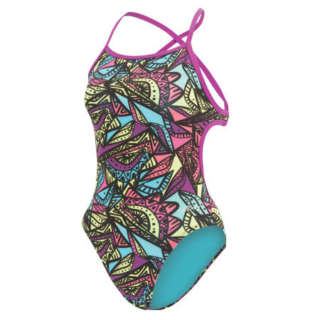 Dolfin Bellas Tie Back Prints One Piece Swimsuit