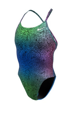 Nike Women's Hydrastrong Multiprint Lace-Up Tie-Back One Piece Swimsuit
