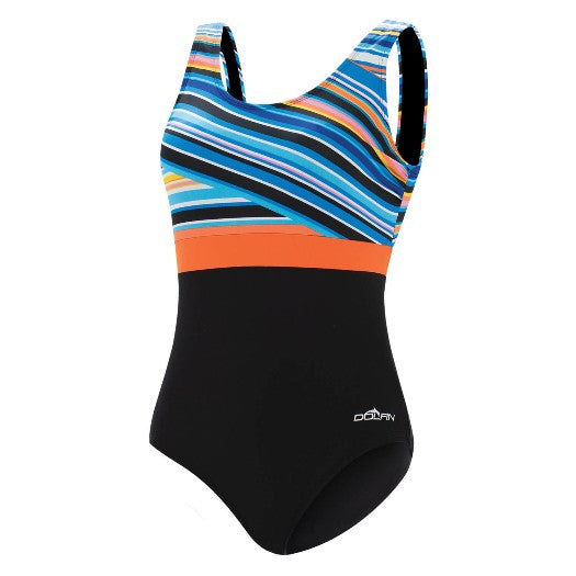 DOLFIN Aquashape Women&#39;s Wanderlust Color Block Moderate Scoop Back One Piece Swimsuit