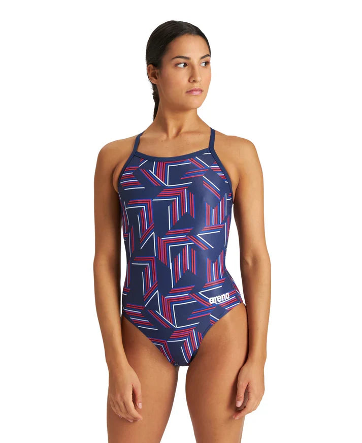 Arena Women's Puzzled Light Drop Back Swimsuit