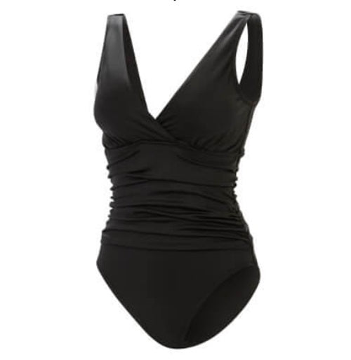 DOLFIN Women&#39;s Aquashape Solid Moderate Surplice Wrap Front One Piece