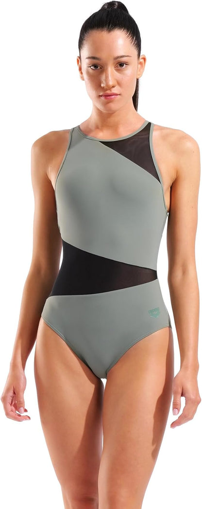 Arena WOMEN'S ARENA MESH ANGLE SWIMSUIT VENT BACK B FEEL WOMAN