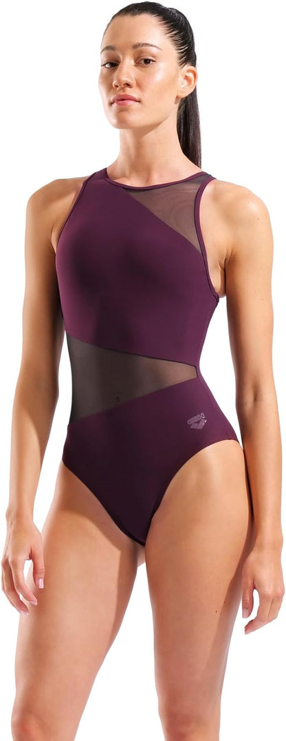 Arena WOMEN'S ARENA MESH ANGLE SWIMSUIT VENT BACK B FEEL WOMAN