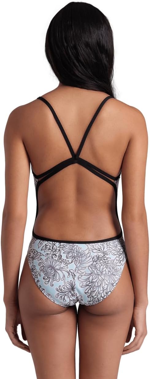 Arena WOMEN'S ARENA WHITE FLORAL SWIMSUIT LACE BACK WOMAN