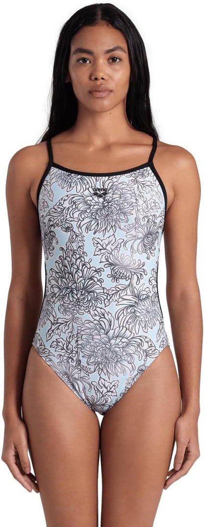 Arena WOMEN'S ARENA WHITE FLORAL SWIMSUIT LACE BACK WOMAN