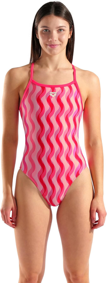 Arena WOMEN'S ARENA RIPPLE PRINT SWIMSUIT CHALLENGE BACK Performance WOMAN