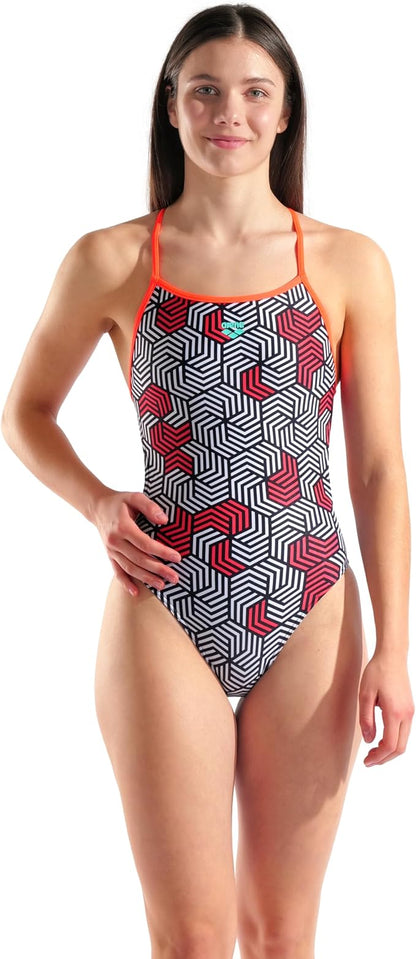 Arena WOMEN'S ARENA GEOMETRY SWIMSUIT SWIM BOOSTER BACK Performance WOMAN