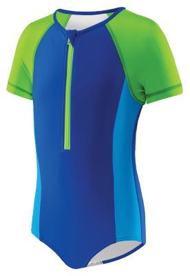 SPEEDO Girls Short Sleeve Zip One Piece (4-6X)