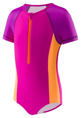 SPEEDO Girls Short Sleeve Zip One Piece (4-6X)