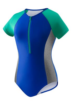 SPEEDO Girls Short Sleeve Zip One Piece (7-16)