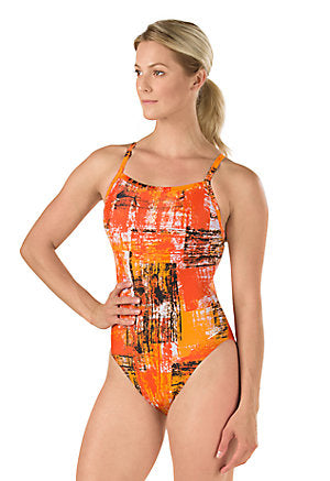SPEEDO PowerFLEX Eco Splatter Chatter Flyback One Piece Swimsuit-Adult