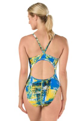 SPEEDO PowerFLEX Eco Splatter Chatter Flyback One Piece Swimsuit-Adult