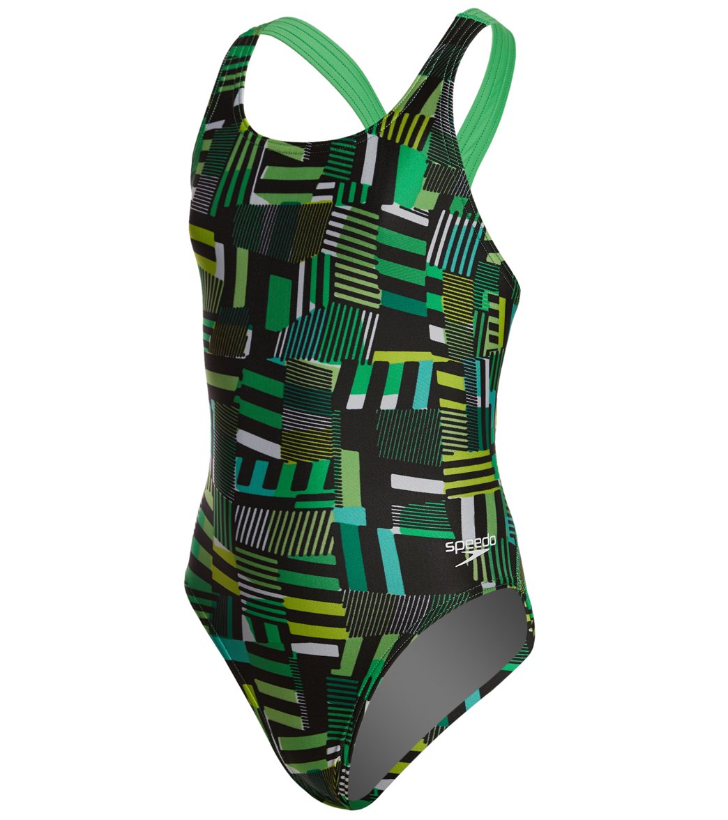 SPEEDO Pro LT Trippy Stripe Drop Back One Piece Swimsuit - Youth