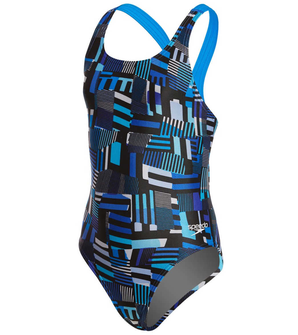 SPEEDO Pro LT Trippy Stripe Drop Back One Piece Swimsuit - Youth