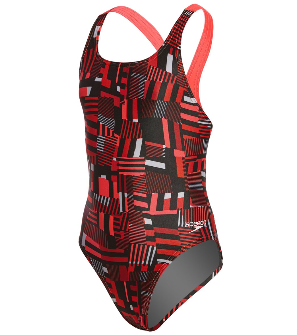 SPEEDO Pro LT Trippy Stripe Drop Back One Piece Swimsuit - Youth