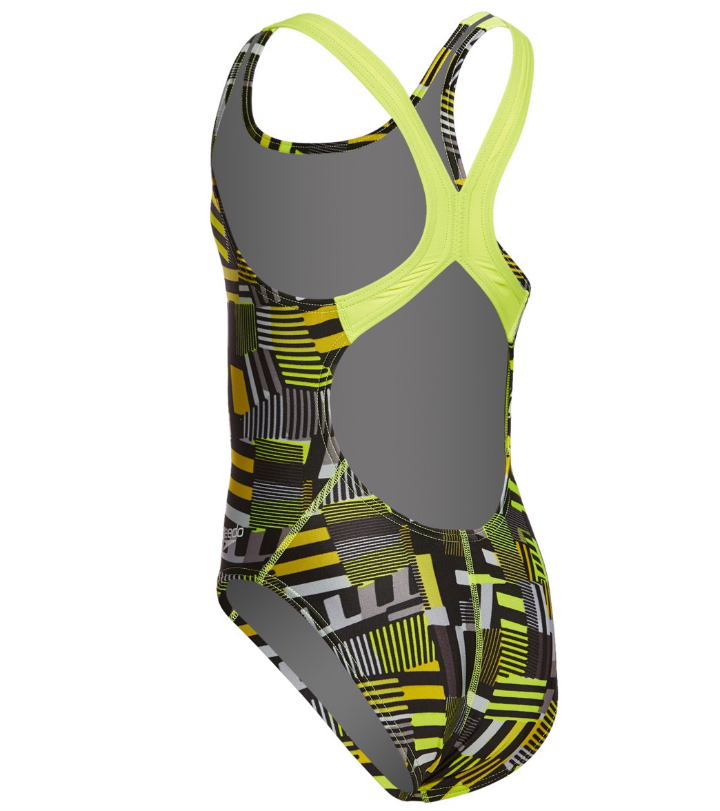 SPEEDO Pro LT Trippy Stripe Drop Back One Piece Swimsuit - Youth