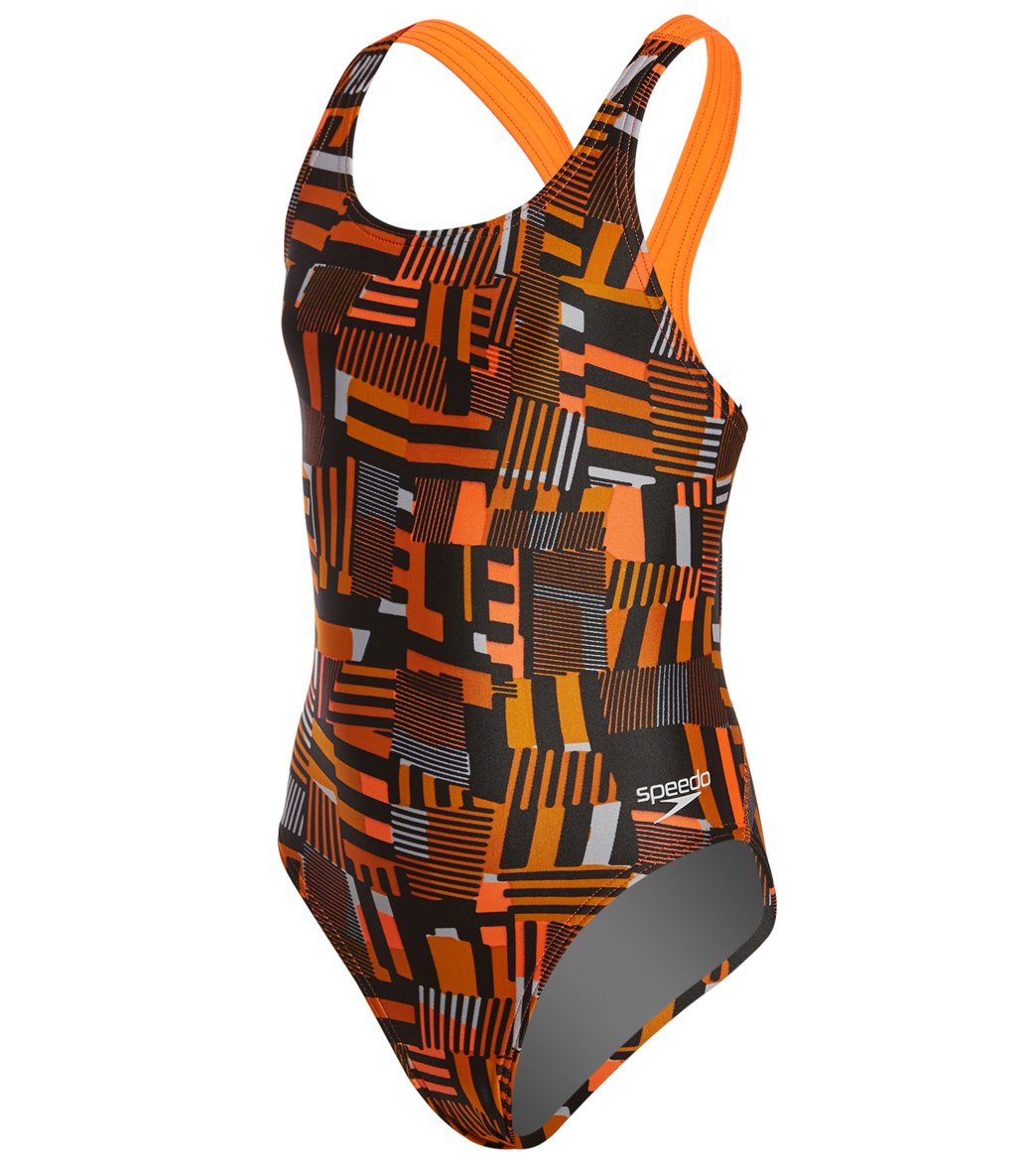 SPEEDO Pro LT Trippy Stripe Drop Back One Piece Swimsuit - Youth