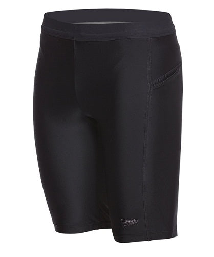 Speedo Men\'s Solid Jammer Swimsuit wSide Pocket