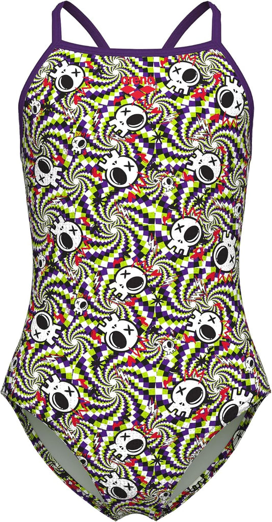 Arena GIRL'S ARENA FUN SKULLS SWIMSUIT LIGHTDROP BACK L Performance GIRL