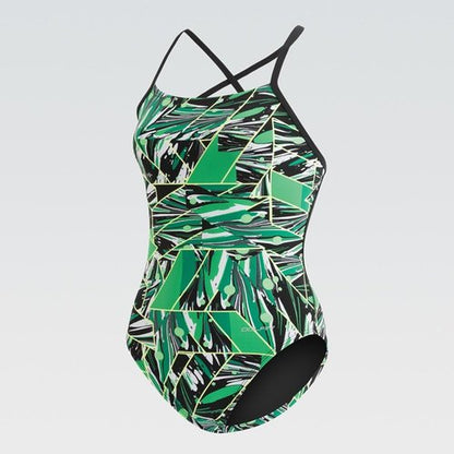 DOLFIN Women's Graphlite Series Green Cross Back One Piece