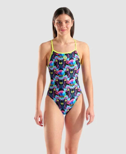ARENA Womens Multi Chameleons Swimsuit Lace Back