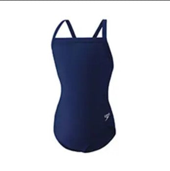 Minisink Manta Rays_Speedo Youth Solid PowerFLEX Eco Core Flyback Girl’s One Piece Swimsuit, Navy