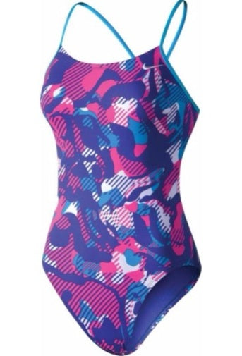 NIKE Women\'s Floral Camo Cut-Out One-Piece Swimsuit